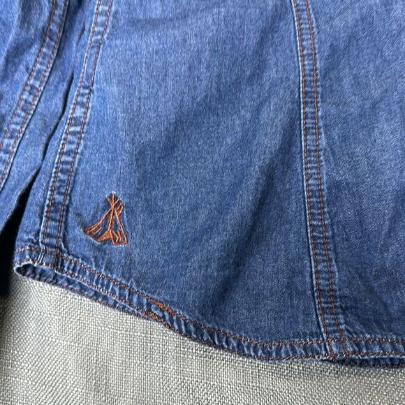 Pendleton Shirt Womens Petite Medium Denim Blue Jean Pearl Snap Button Down - Picture 8 of 12